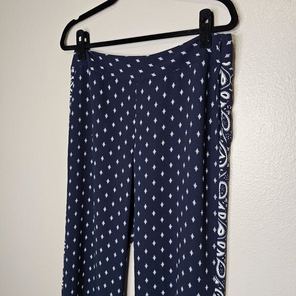 Cabi 8 Blue Trouser Pants Paisley High Rise Wide Leg  5176 Office Career Boho - Picture 2 of 10